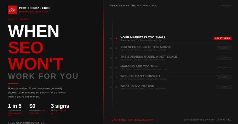 When SEO wont work banner - Perth Digital Edge