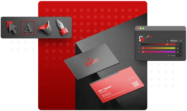 business card getting designed